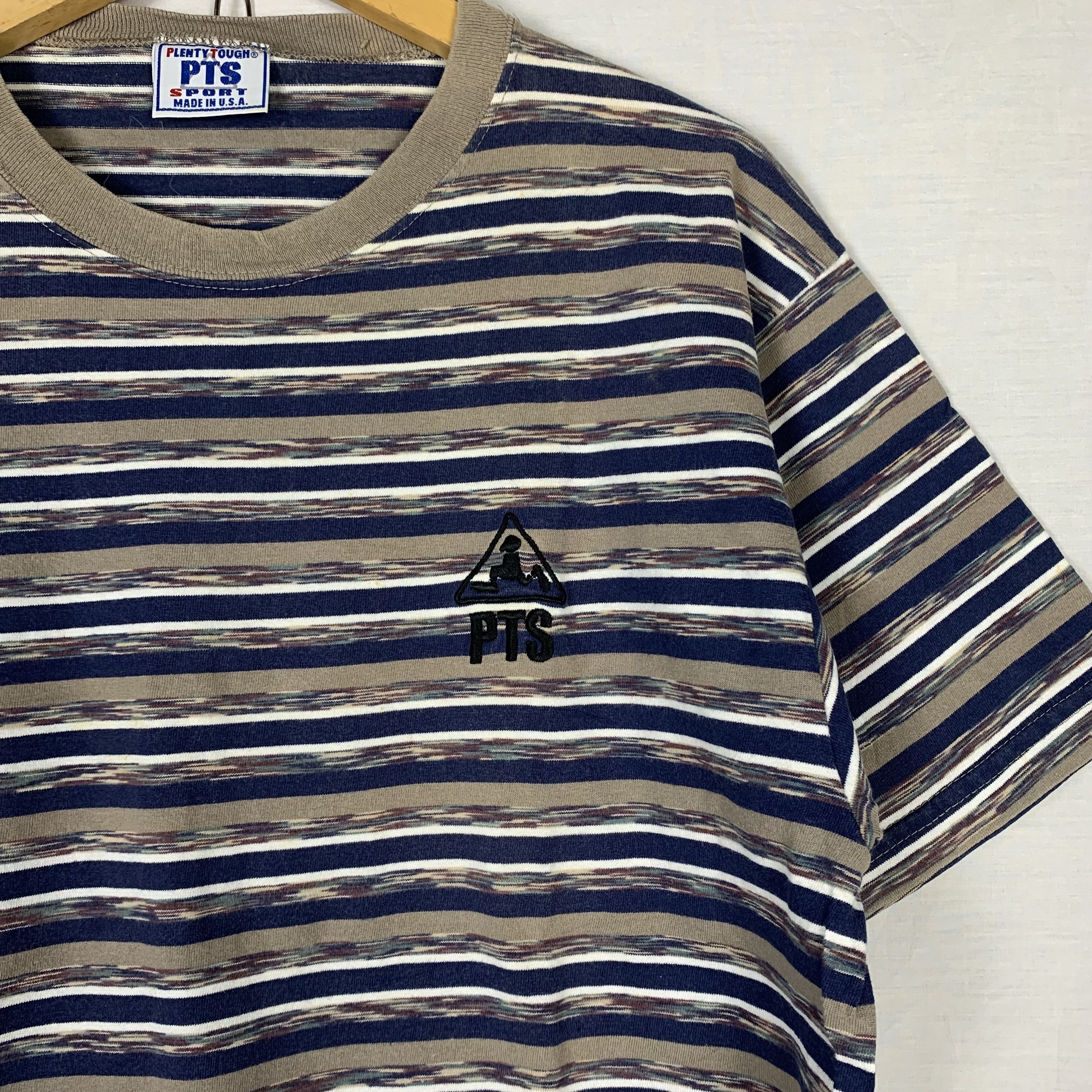 Vintage Vintage Plenty Tough USA Striped Tshirt Size US L / EU 52-54 / 3 - 4 Thumbnail