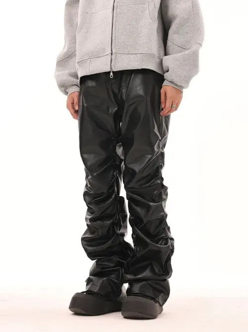 VIBE Pleated Stack Leather Jeans Size US 32 / EU 48 - 8 Thumbnail