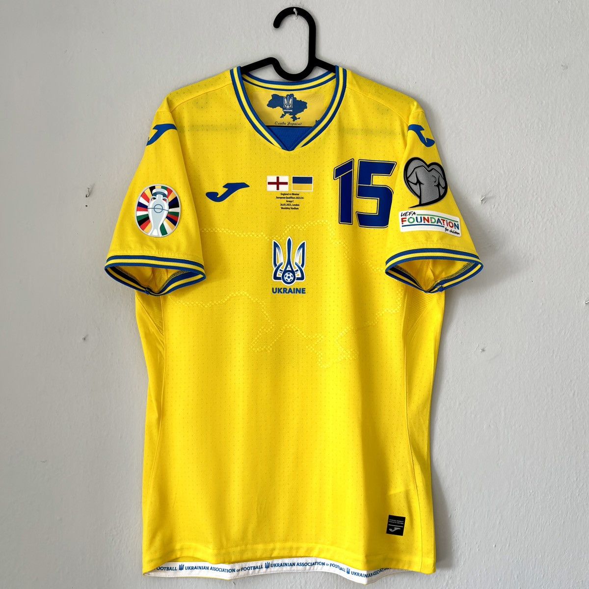 Joma 2023 2024 GAME ISSUE Ukraine Tsygankov Soccer Jersey Shirt Size US M / EU 48-50 / 2 - 4 Thumbnail