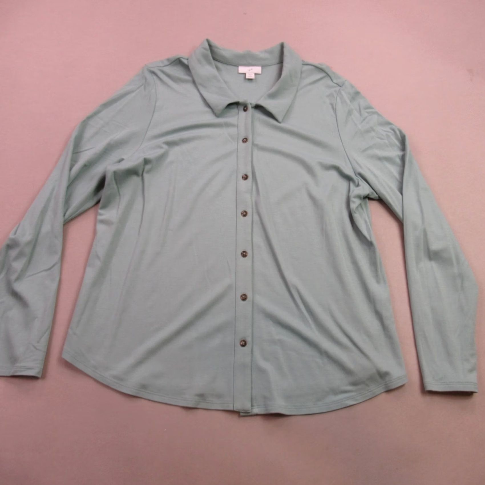 J. Jill J Jill Shirt Womens Large Petite Long Sleeve Button Front Casual Green Size L / US 10 / IT 46 - 2 Thumbnail