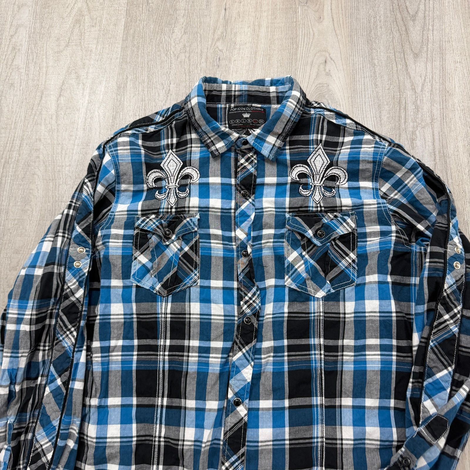 Vintage Vintage POP ICON Cyber Button Shirt Men's 2XL Blue Plaid y2k Size US XXL / EU 58 / 5 - 2 Thumbnail