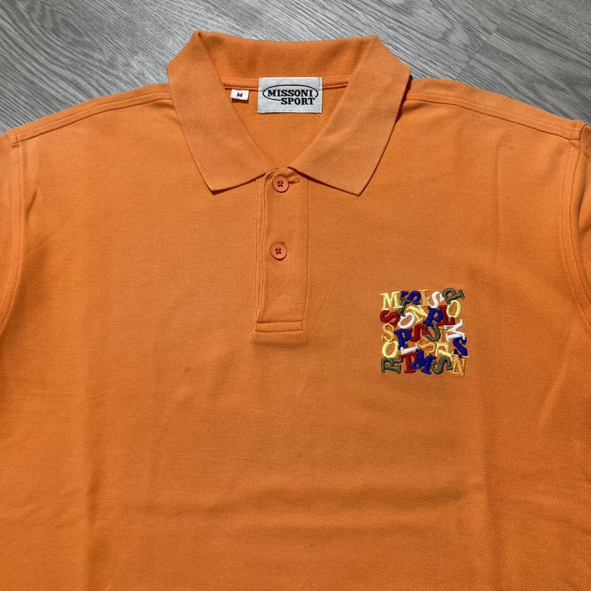 Missoni 1990s Vintage Missoni Sport Spellout Logo Polo Tshirt Orange Size US L / EU 52-54 / 3 - 3 Thumbnail