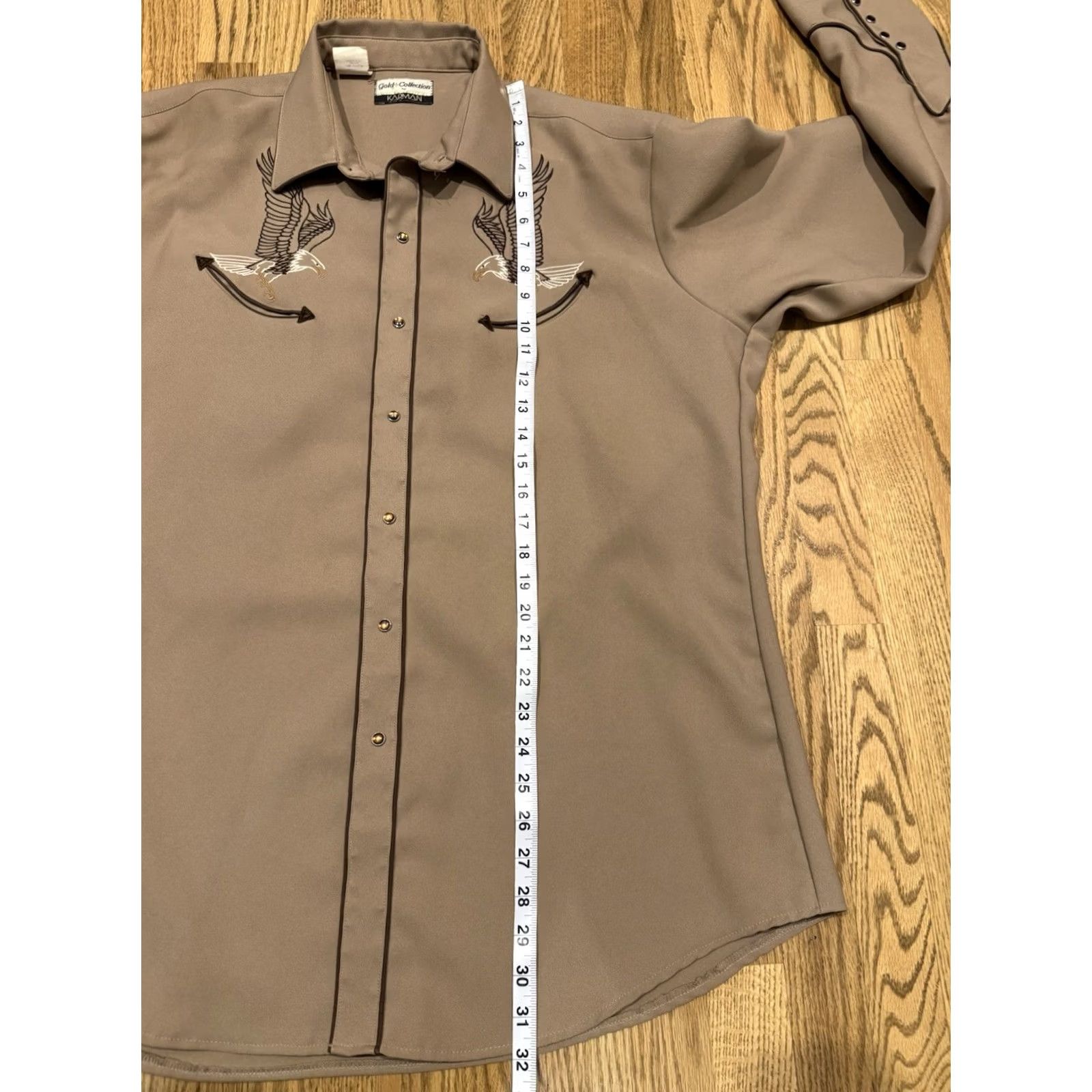 Vintage VINTAGE Gold Collection by Karman Pearl Snap Western Shirt XL Beige Eagle Cowboys Retro Vintage Men Button-Up Long Sleeve Collared Snap 1980s/90s? Size US XL / EU 56 / 4 - 6 Thumbnail