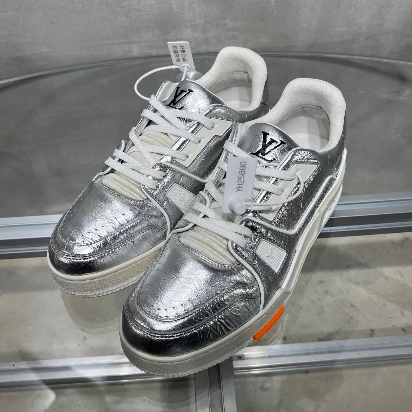 Louis Vuitton LV Trainer Silver Foil UK5.5 (39.5) YH25879 Size US 6.5 / EU 39-40 - 2 Thumbnail