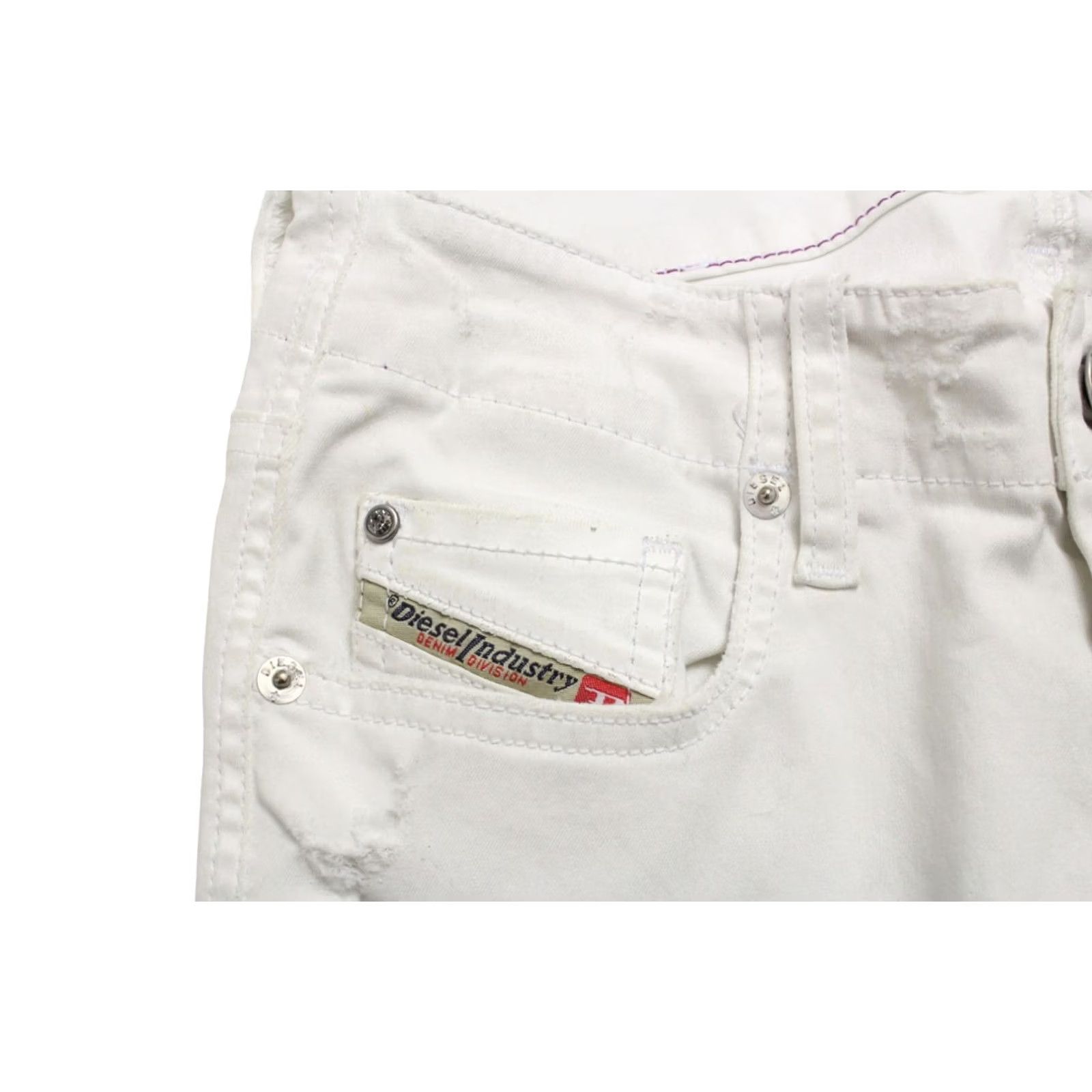 Diesel Diesel Grupee Super Slim-Skinny Low Waist Stretch Jeans Women's W23/L32 White Distressed Size 40" / US 18 - 6 Thumbnail