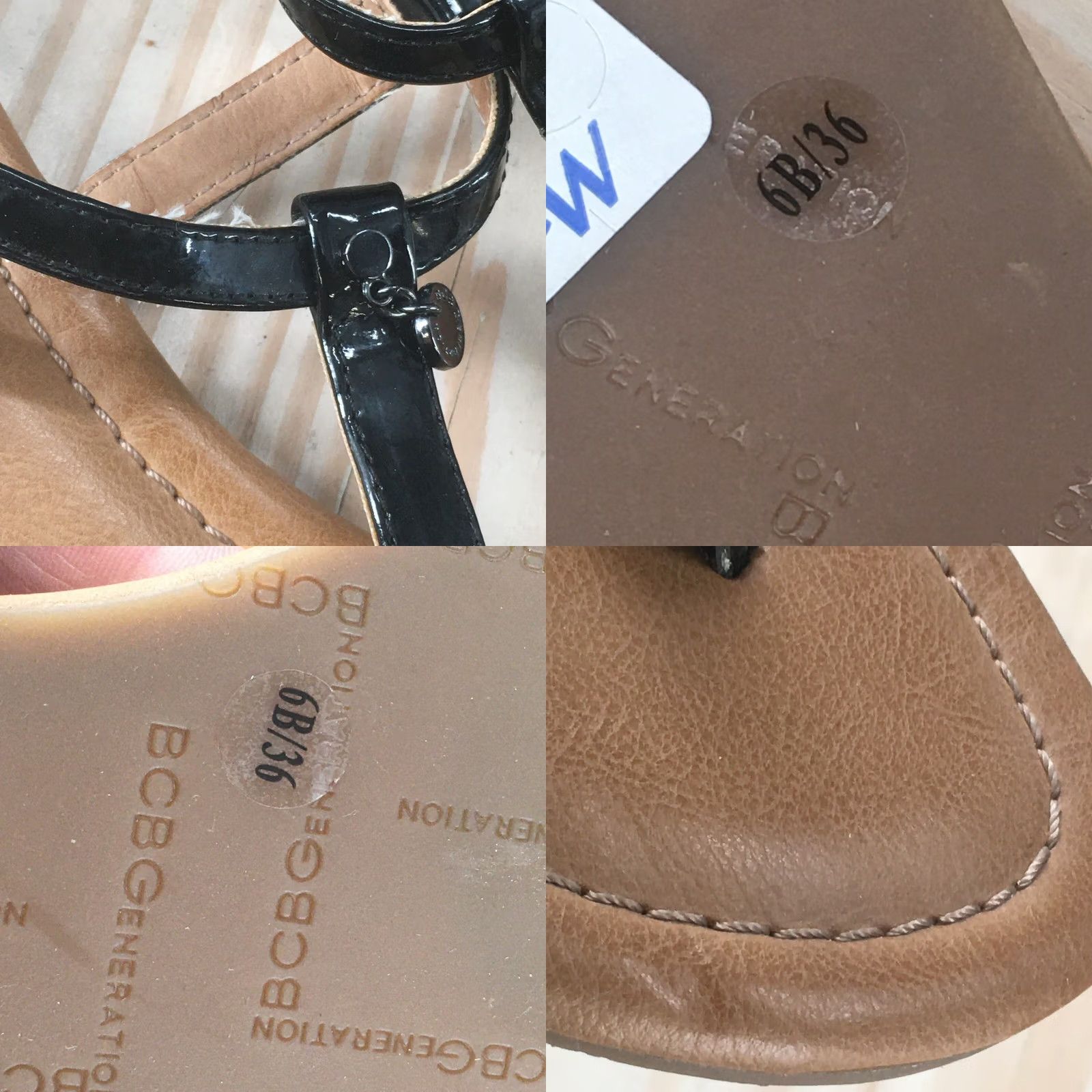 BCBGeneration BCBGeneration Sandals Womens 6 B Ankle Straps Black Leather Casual Buckle Thong Size US 6 / IT 36 - 9 Thumbnail
