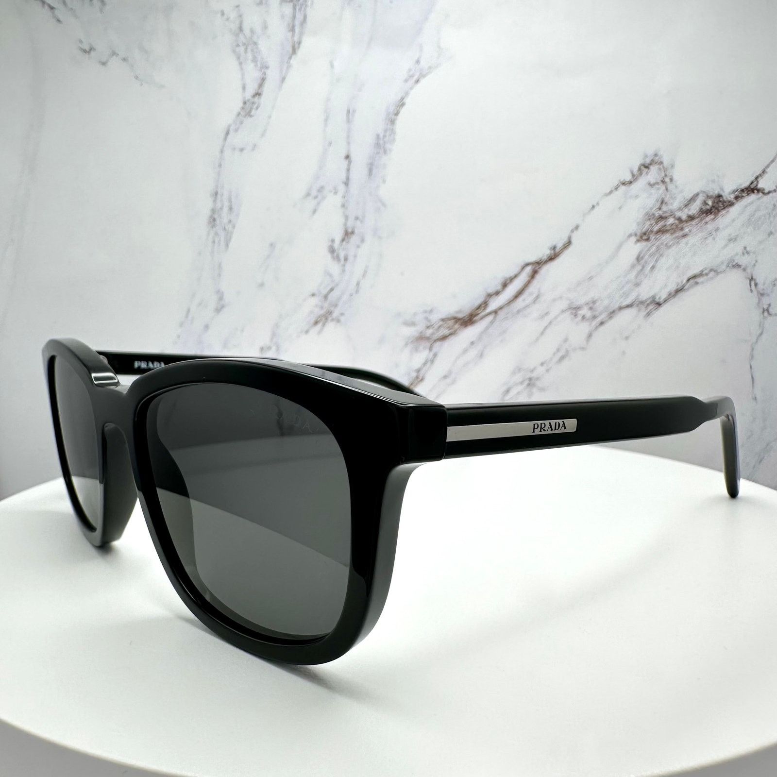 Prada New PRADA Sunglasses Black Acetate Square Silver Metal Size ONE SIZE - 13 Thumbnail