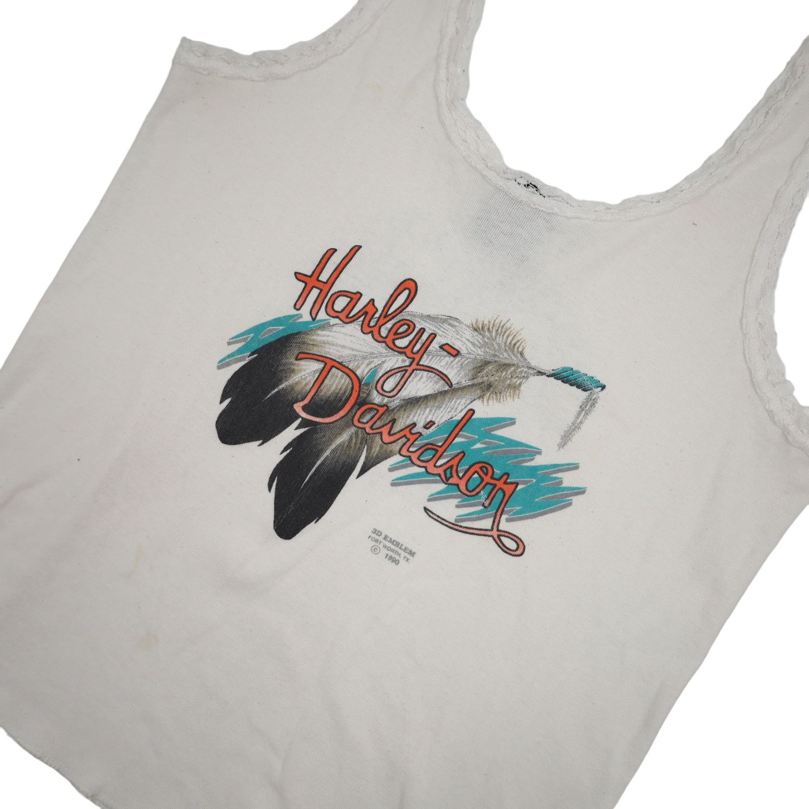 Harley Davidson Vintage 3D Emblem Harley Davidson Lace Trim Tank Top Size XL / US 12-14 / IT 48-50 - 2 Thumbnail