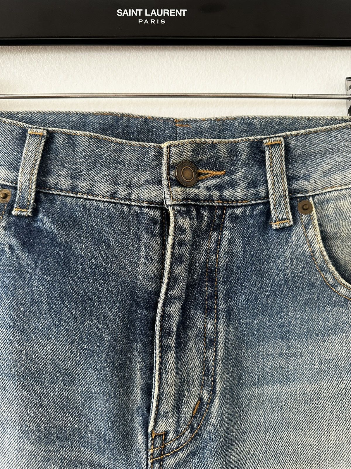 Saint Laurent Paris SS16 D10 Blue Jeans Knee Rip Mid Waist Size US 27 - 7 Thumbnail