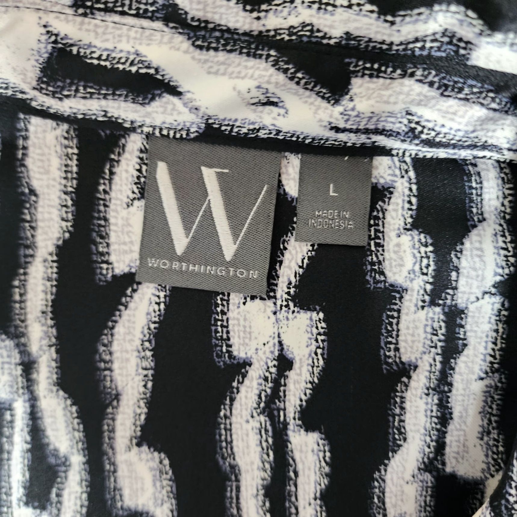 Worthington Worthington Cardigan Shirt Women L Open Front Geometric Knit Long Sleeve White Rayon Size L / US 10 / IT 46 - 2 Thumbnail