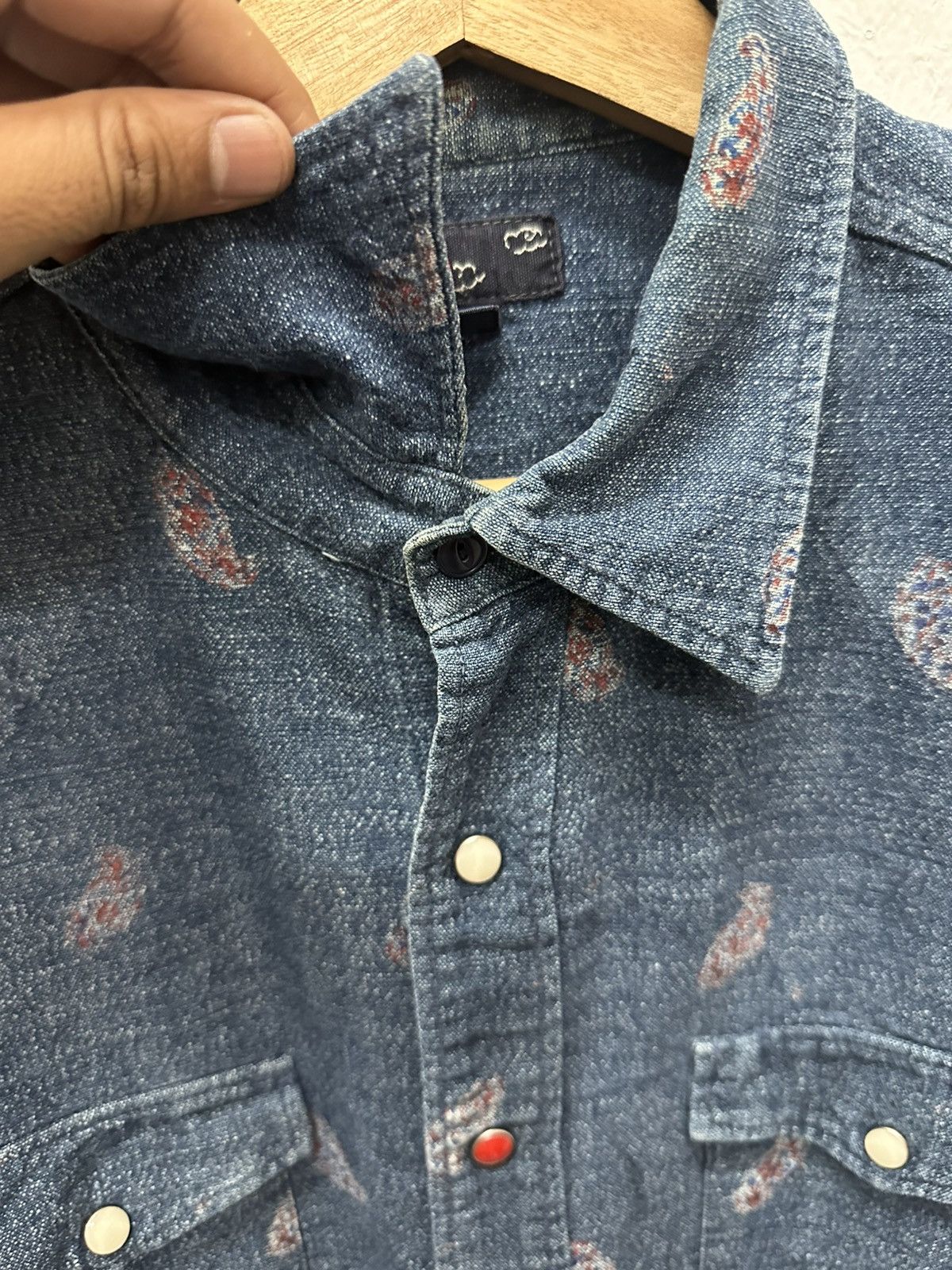 45rpm 45R/45RPM☆Indigo Dyed Paisley L/S Western Snap Button Size US M / EU 48-50 / 2 - 5 Thumbnail