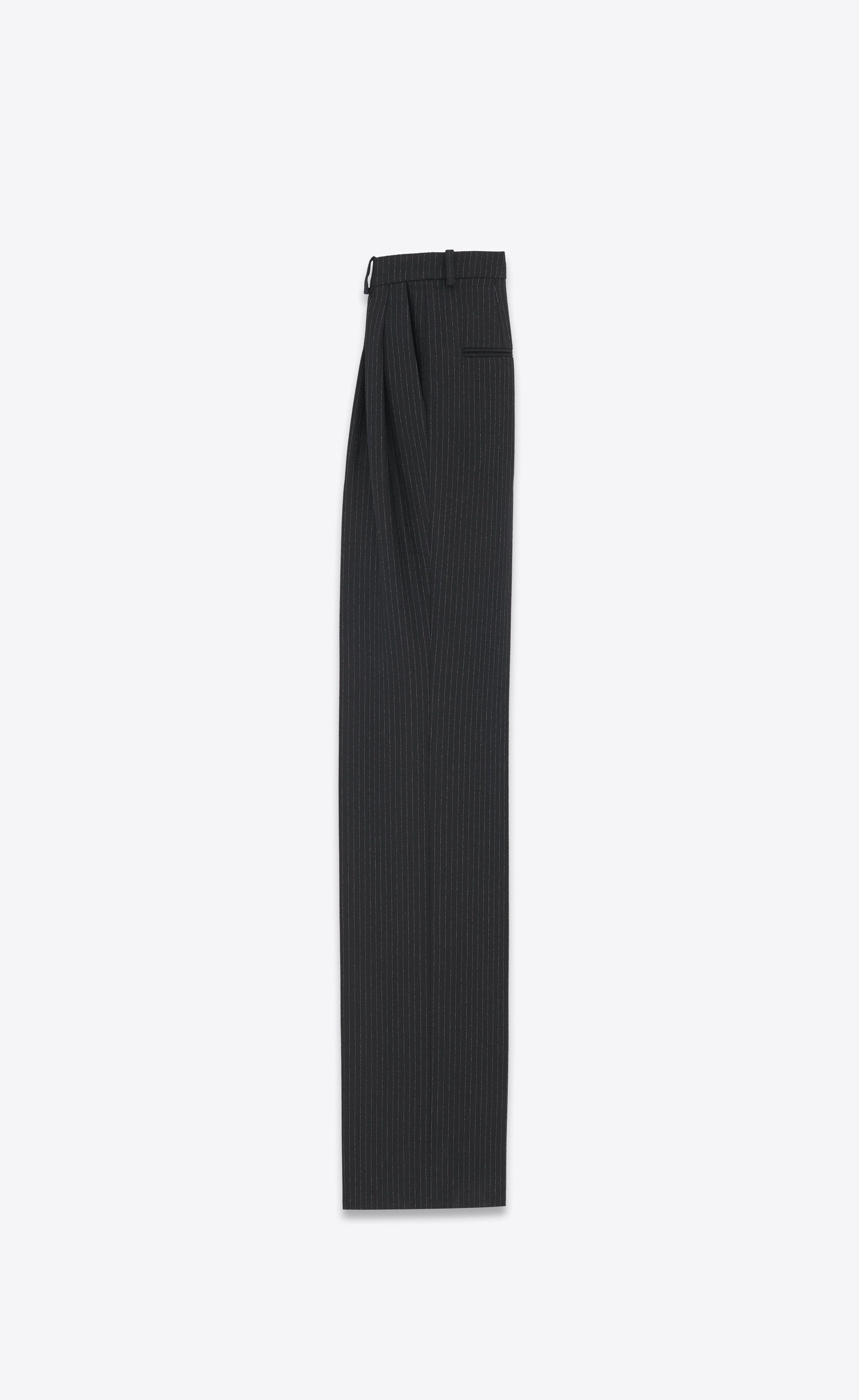 Saint Laurent Paris o1s1wg110125 765690 Wide-Leg Pant in Striped Wool Flannel Size 25" / US 0 / IT 36 - 3 Thumbnail