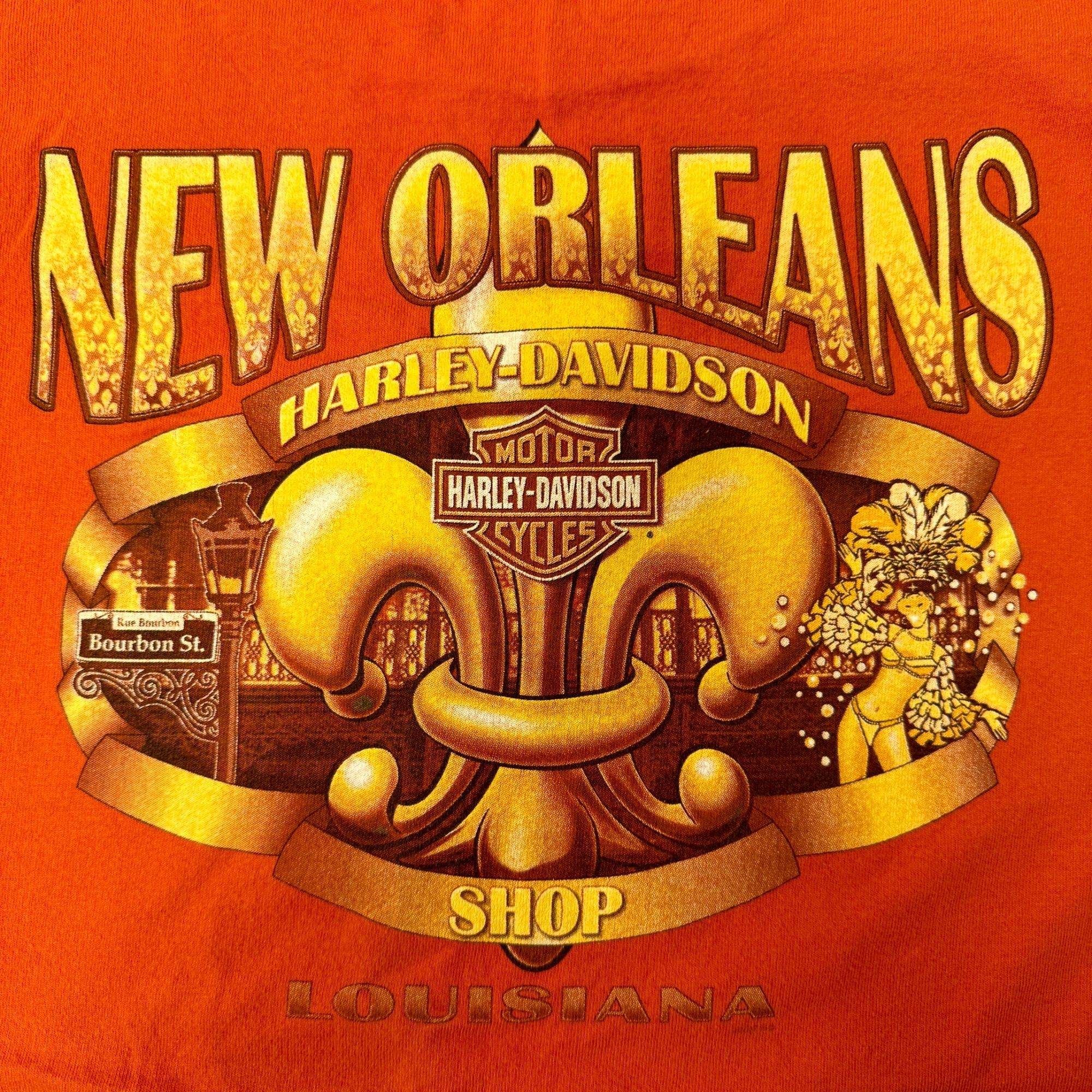Harley Davidson 90's NEW ORLEANS BOURBON St Motorcycle Mardi Gras Biker Tee Size US XXL / EU 58 / 5 - 1 Thumbnail