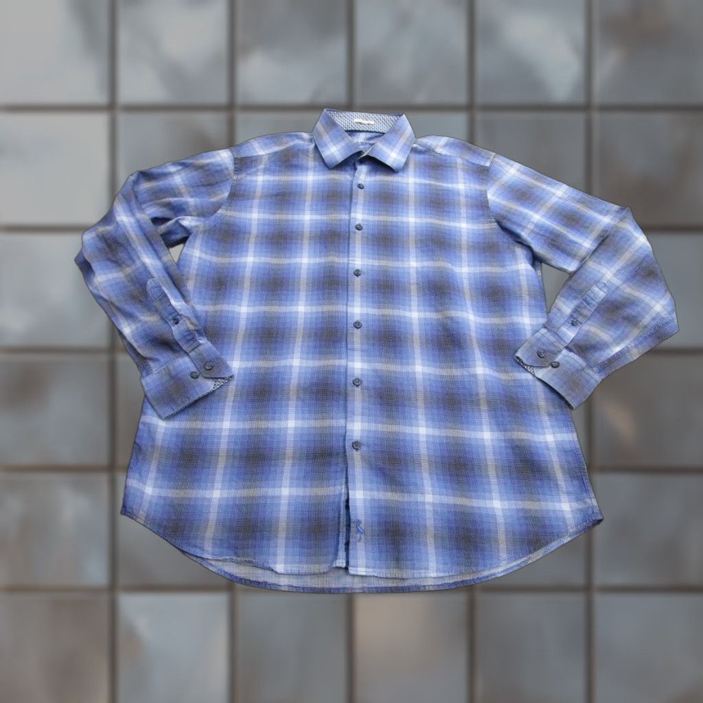 Tailorbyrd TAILORBYRD Shirt Mens Large Blue Plaid Classic Fit Long Sleeve Button Down Logo Size US XXL / EU 58 / 5 - 1 Thumbnail
