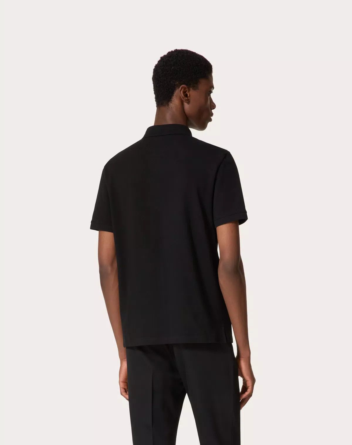 Valentino oc11z0725 Cotton Pique Polo Shirt in Black Size US L / EU 52-54 / 3 - 6 Thumbnail