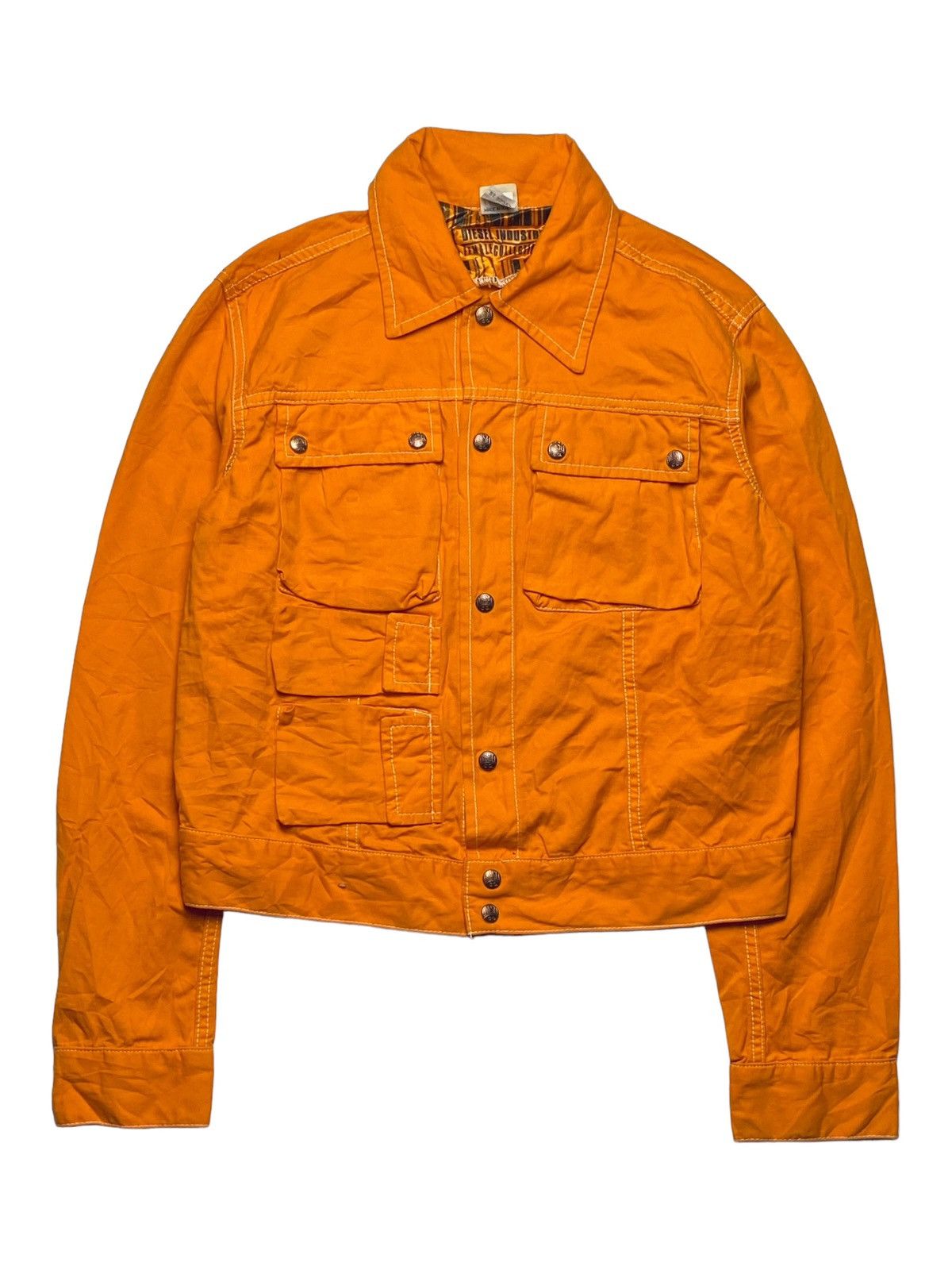 Diesel 2000s Diesel Punk - Safety Orange Cargo Shirt Jacket Size M / US 6-8 / IT 42-44 - 1 Thumbnail
