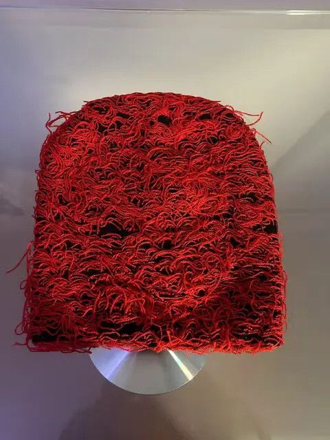 image of Vintage Distressed Knitted Beanie (Red), Men's