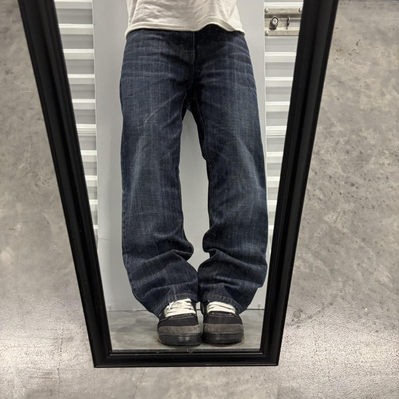 Japanese Brand × Vintage Crazy Vintage Y2K/2000s Grunge Dark Wash Skater Denim Jeans! Size US 33 - 1 Thumbnail