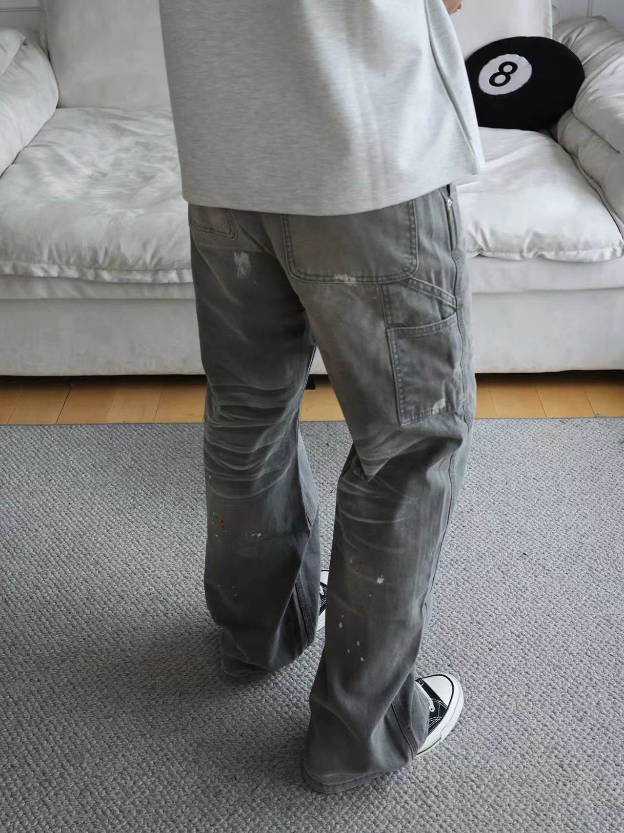 Other Wash-effect gray loose-fit straight-leg work pants Size US 31 - 6 Thumbnail