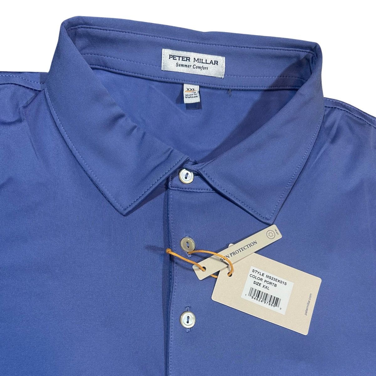 Peter Millar Peter Millar Port Blue Solid Stretch Jersey Performance Polo Size US XXL / EU 58 / 5 - 2 Thumbnail