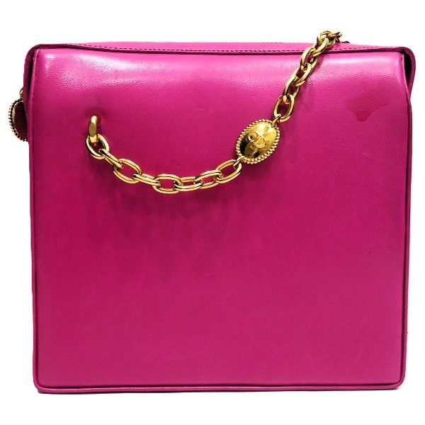 Dior Dior Chain Shoulder Bag Cd Logo Vintage Gold Hardware Leather Crossbody Bag in Pink, Women's