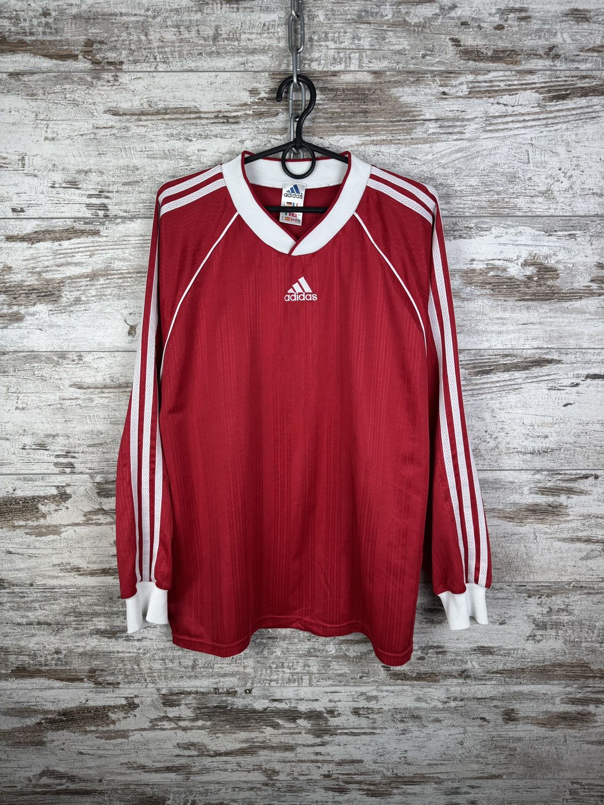 Adidas Mens Vintage Adidas Long-sleeve T-shirt soccer jersey tee Size US L / EU 52-54 / 3 - 2 Thumbnail