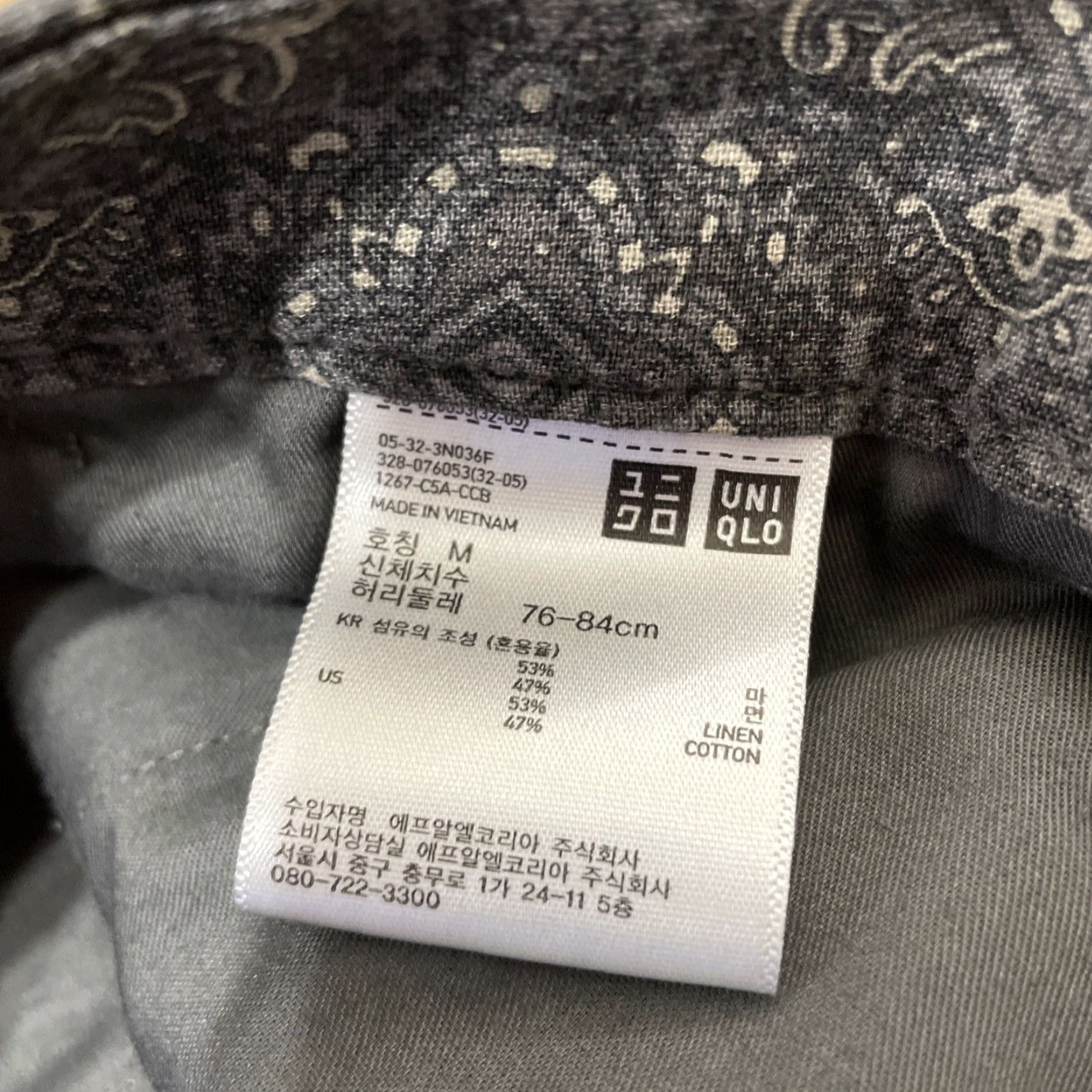 Uniqlo UNIQLO Paisley Shorts Linen Men M Retro Western Print Preppy Flat Chino 32x10 M gray 55% Linen Casual Pants Mens Size US 31 - 5 Thumbnail