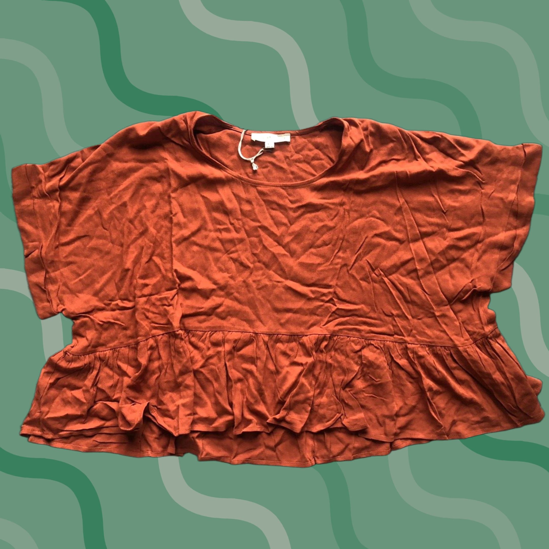 Vintage VINTAGE/NWT New Grade & Gather Blouse Shirt Orange Short Sleeve 100% Rayon M/L Women’s Size M / US 6-8 / IT 42-44 - 1 Thumbnail