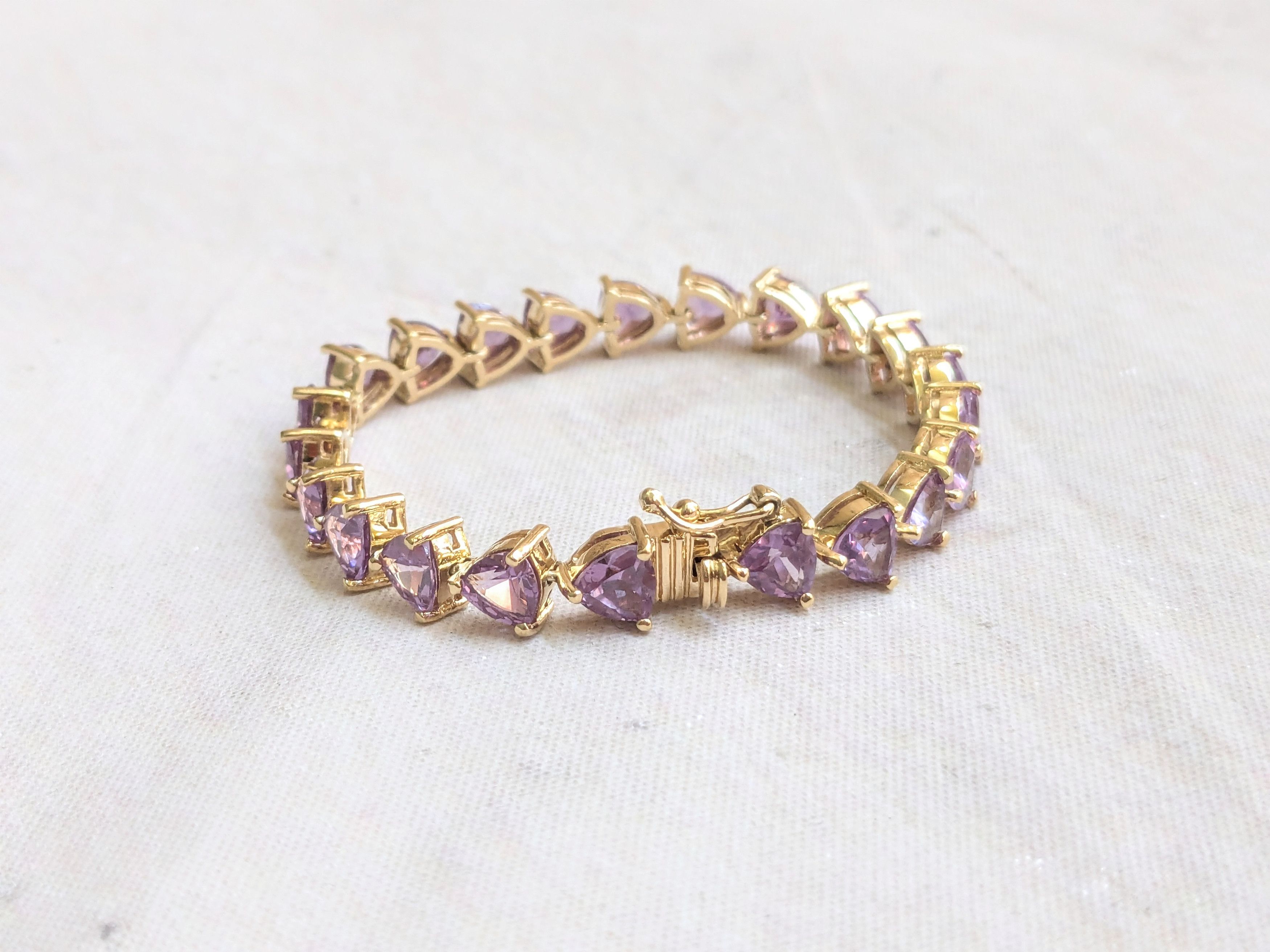 Sterling Silver Sterling Silver Tennis Bracelet Purple Alexandrite Gold 6.5" Size ONE SIZE - 1 Thumbnail