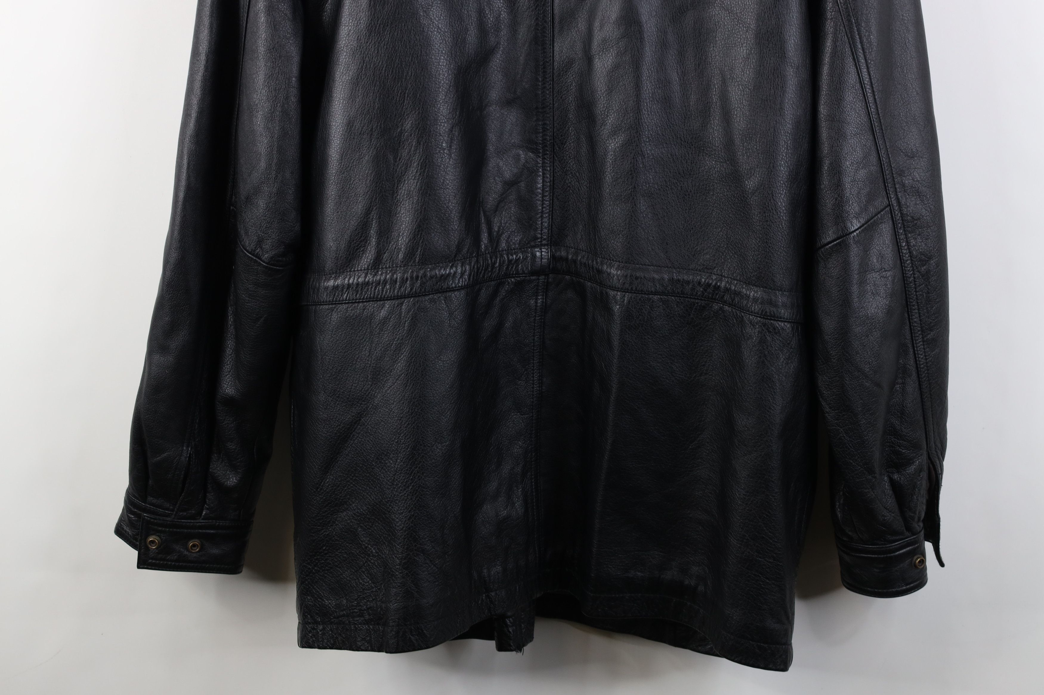 Vintage 90s Streetwear Heavy Leather Chore Jacket Black