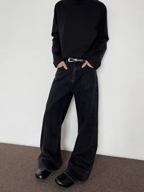 VIBE Black Baggy Wide Leg Jeans Size US 30 / EU 46 - 5 Thumbnail