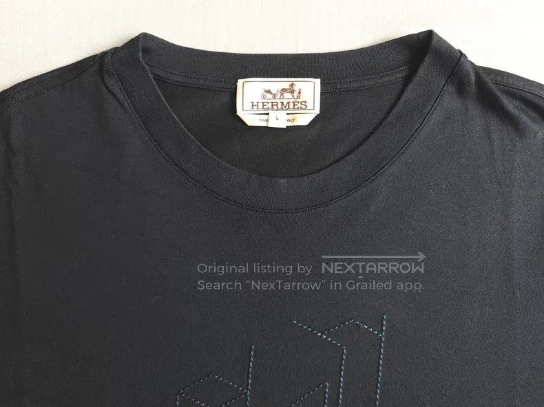Hermes Hermes Men's short-sleeve T-shirt, navy blue, 100% cotton Size US L / EU 52-54 / 3 - 3 Thumbnail