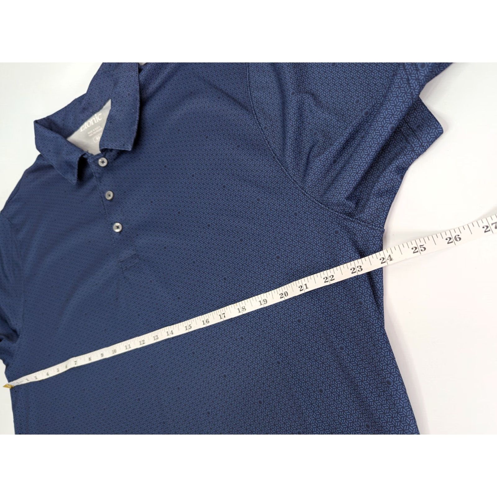 Vintage Etonic Golf Polo Performance Men's XL Blue Geometric Dot Pattern Stretch Wicking Size US XL / EU 56 / 4 - 5 Thumbnail
