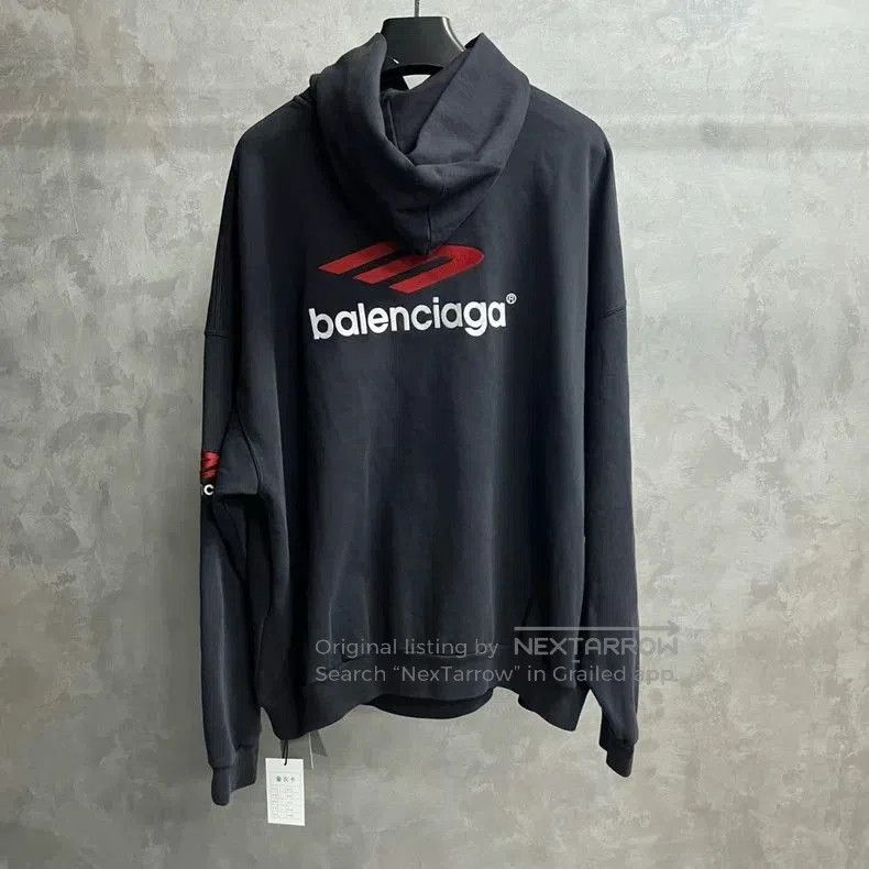 Balenciaga Balenciaga Black Logo Print Hoodie. Size US XL / EU 56 / 4 - 2 Thumbnail