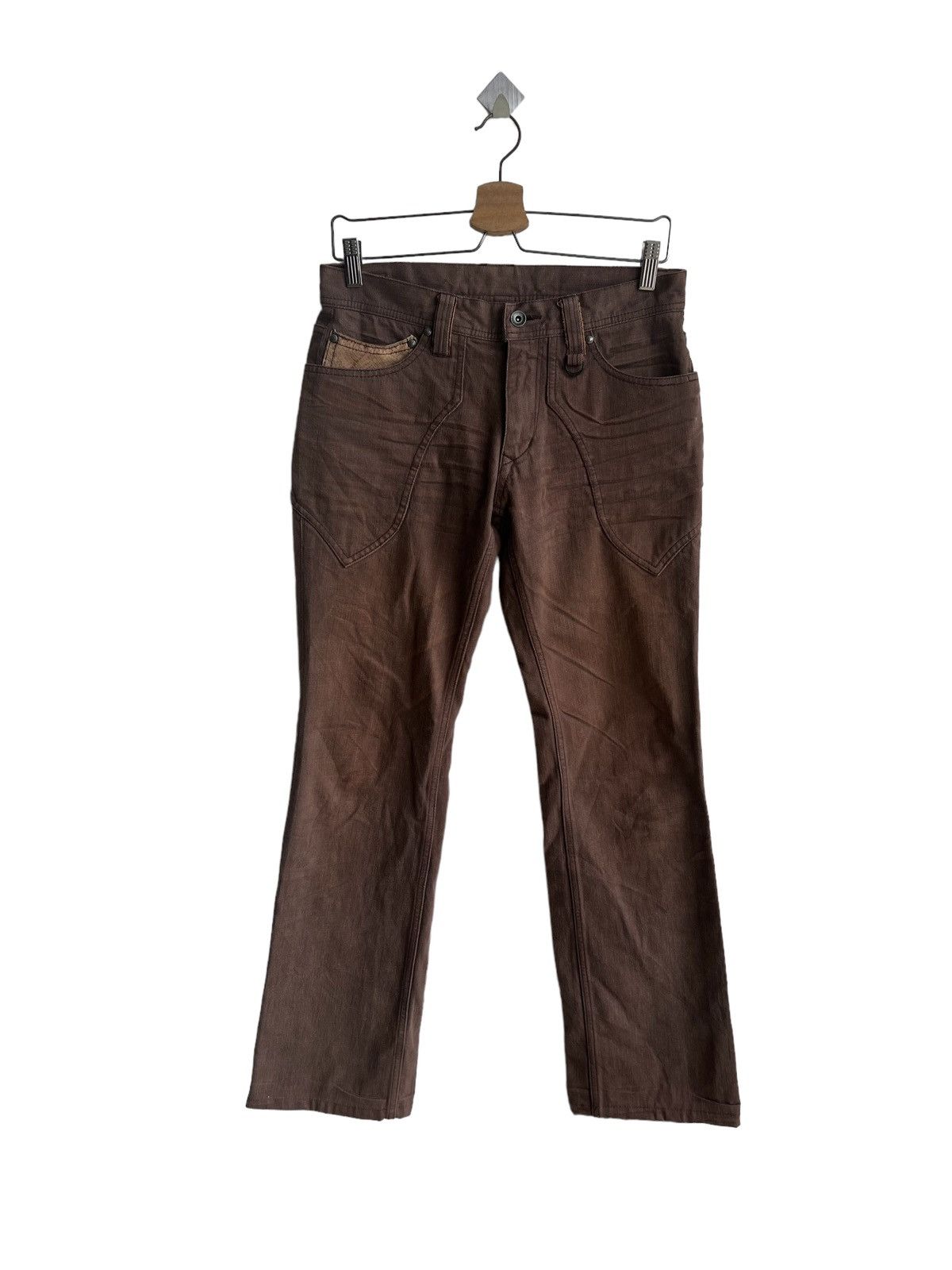 If Six Was Nine 1990s Nicole Clubs 🇯🇵 Leather Guns Pockets Flare Denim Size US 32 / EU 48 - 7 Thumbnail