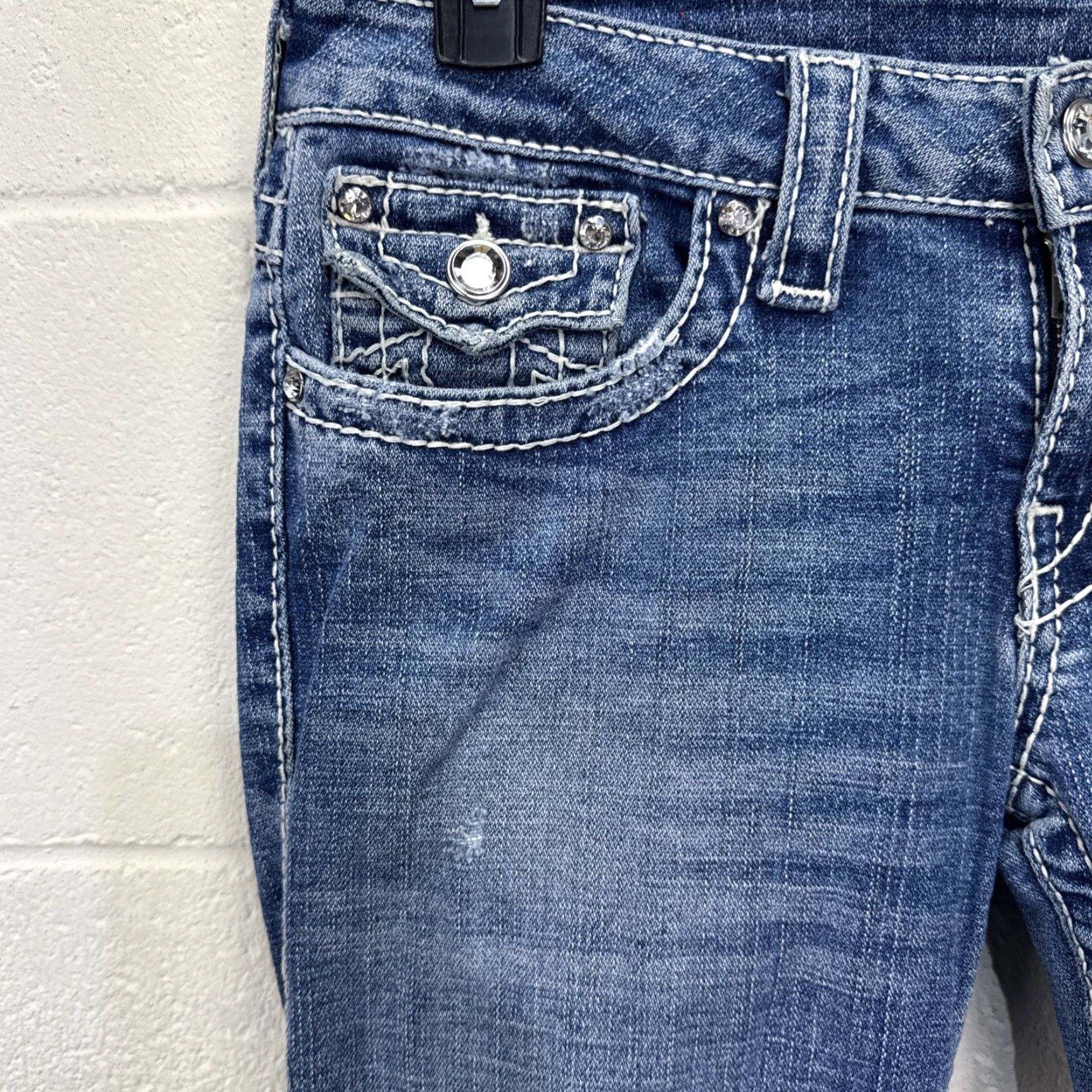 True Religion True Religion Women's Jeans Size 29 Blue Distressed Flared Denim Low Rise Size 29" - 2 Thumbnail