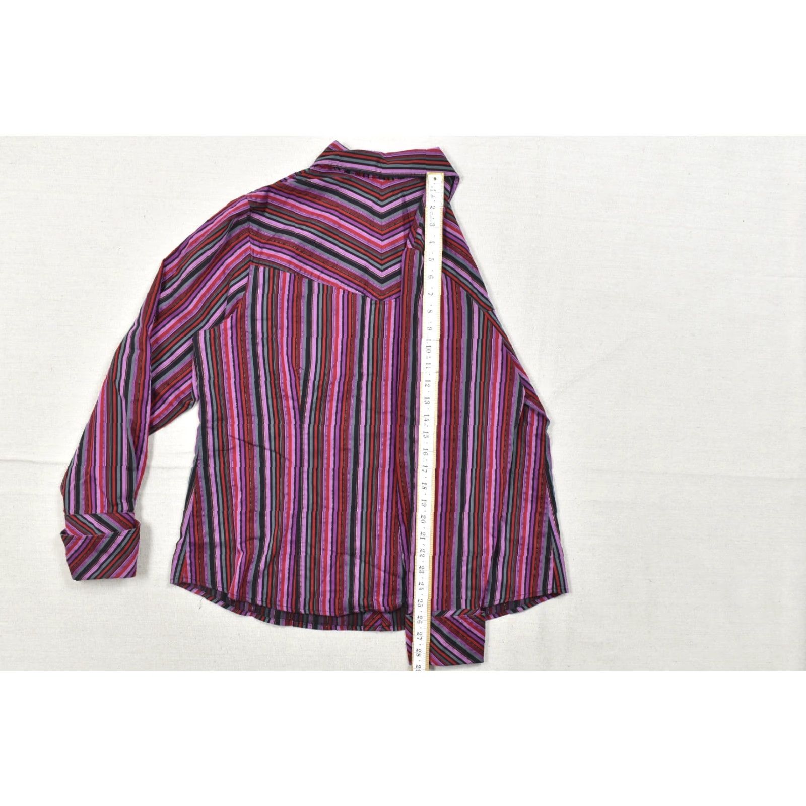 Vintage Lane Bryant Women 14/16 Purple Red Striped Button Down Long Sleeve Shirt Size XL / US 12-14 / IT 48-50 - 5 Thumbnail