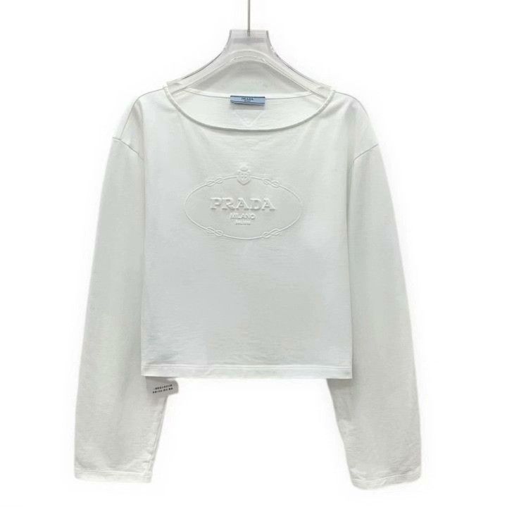 Prada Prada 23 White Logo Embossed Cotton T-shirt Size S / US 4 / IT 40 - 1 Thumbnail