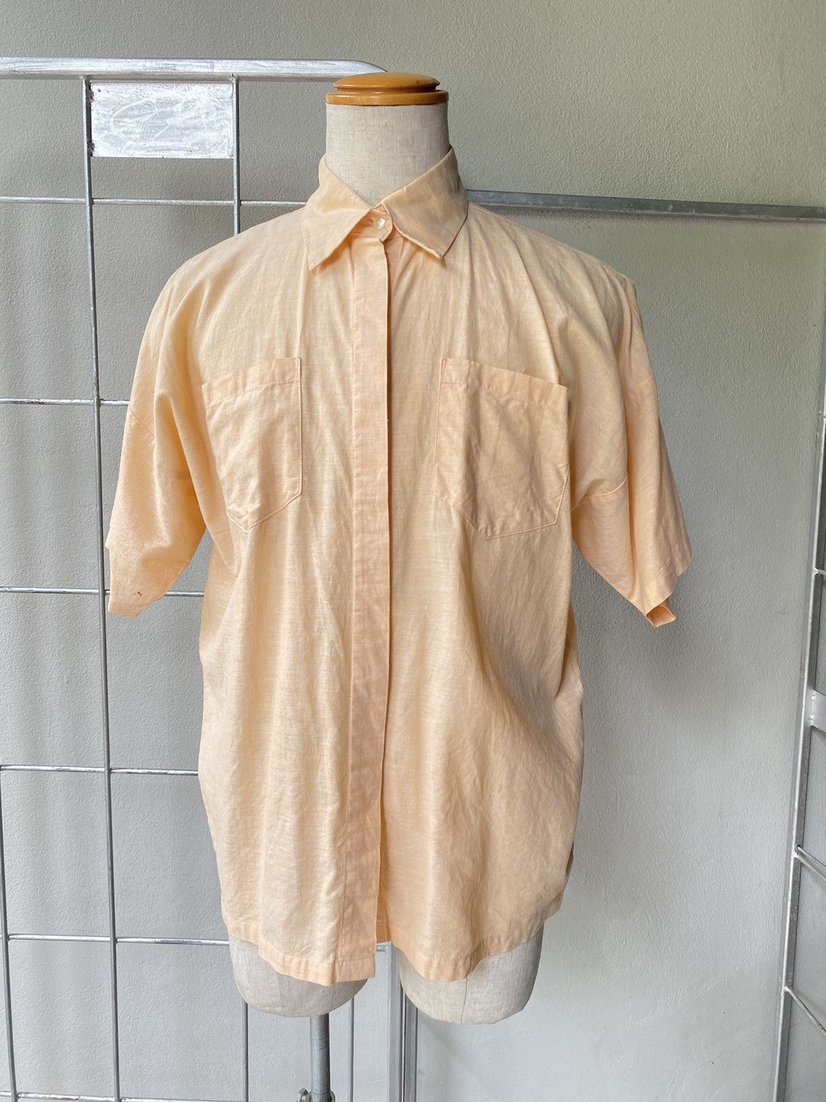 Designer NORMA KAMALI Vintage Peach Button-Up Shirt Size US XL / EU 56 / 4 - 10 Thumbnail