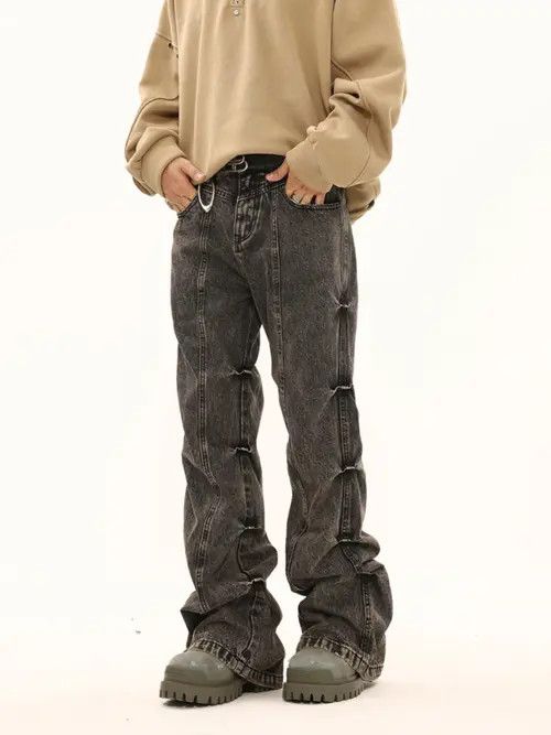 VIBE Opium Pleated Washed Stack Denim Jeans Size US 30 / EU 46 - 3 Thumbnail
