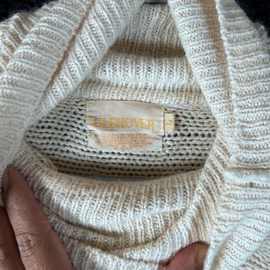 Vintage GLENOVER Vintage Women's Cream Silk Knit Turtleneck Sweater Puffy Sleeve Size L Size L / US 10 / IT 46 - 2 Thumbnail