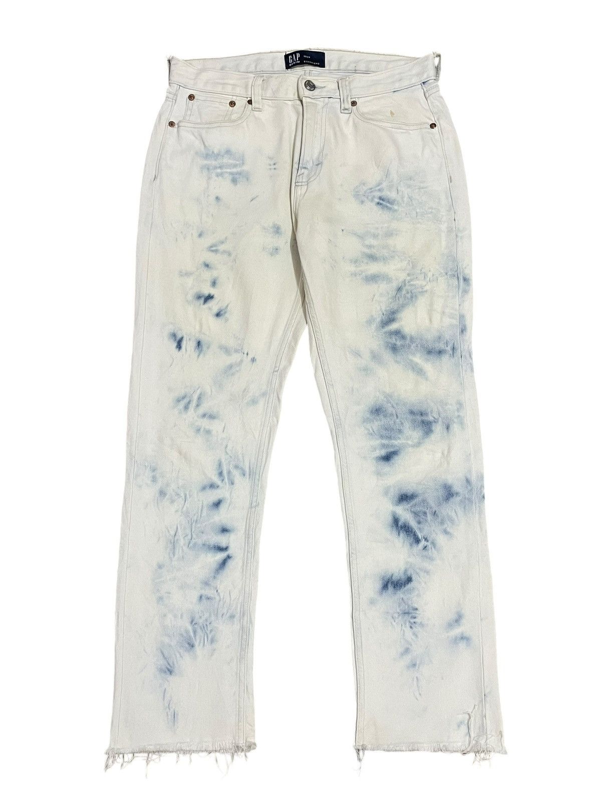 Balenciaga × Gap × Kanye West Gap Denim Indigo Tie Dye Frayed Boyfriend Jeans Size 30" / US 8 / IT 44 - 1 Thumbnail