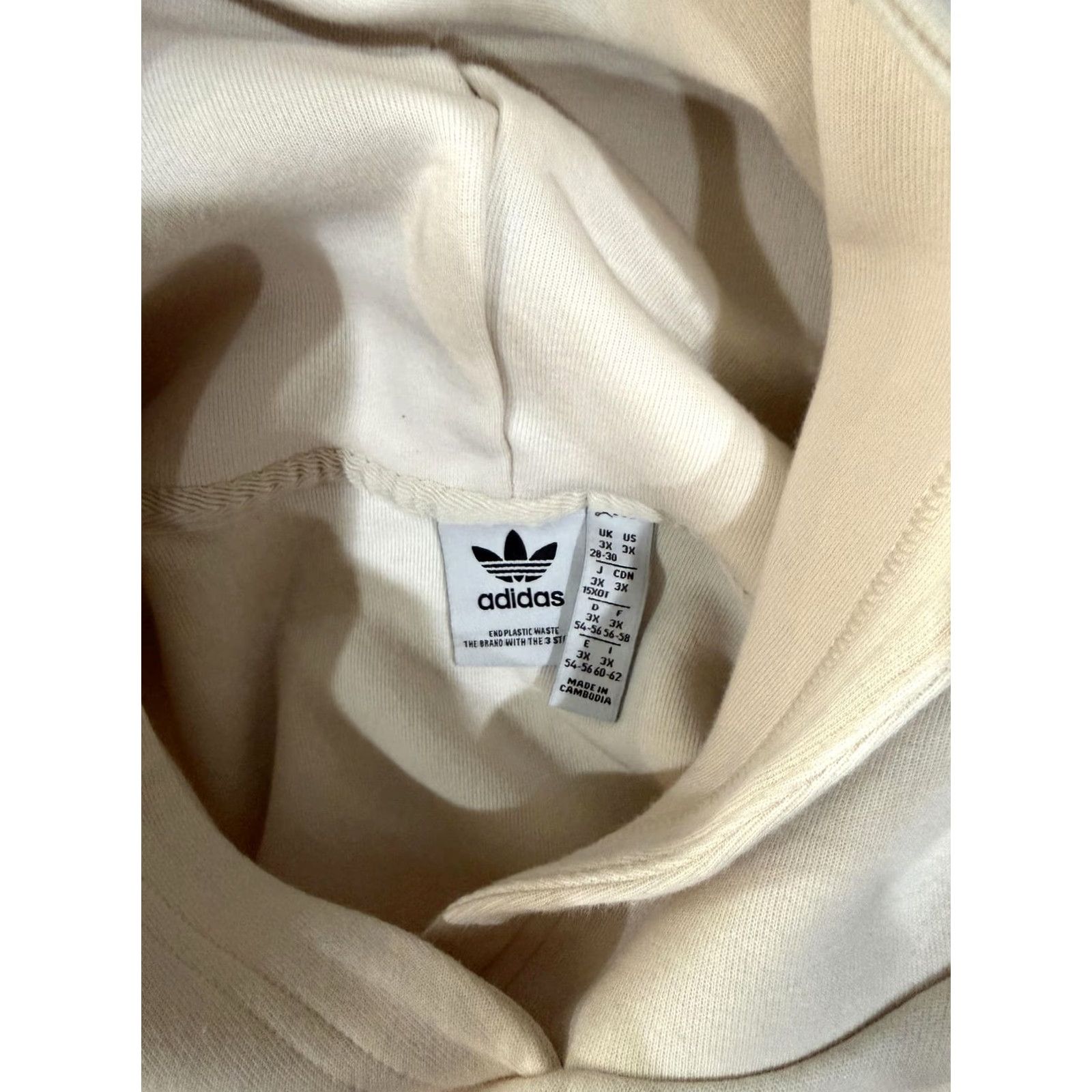 Adidas Adidas Hoodie Womens 3X White Pullover Fleece Trefoil Logo 3-Stripes Cropped Pockets Crew Neck Long Sleeve Casual Size XXL / US 16-18 / IT 52-54 - 5 Thumbnail