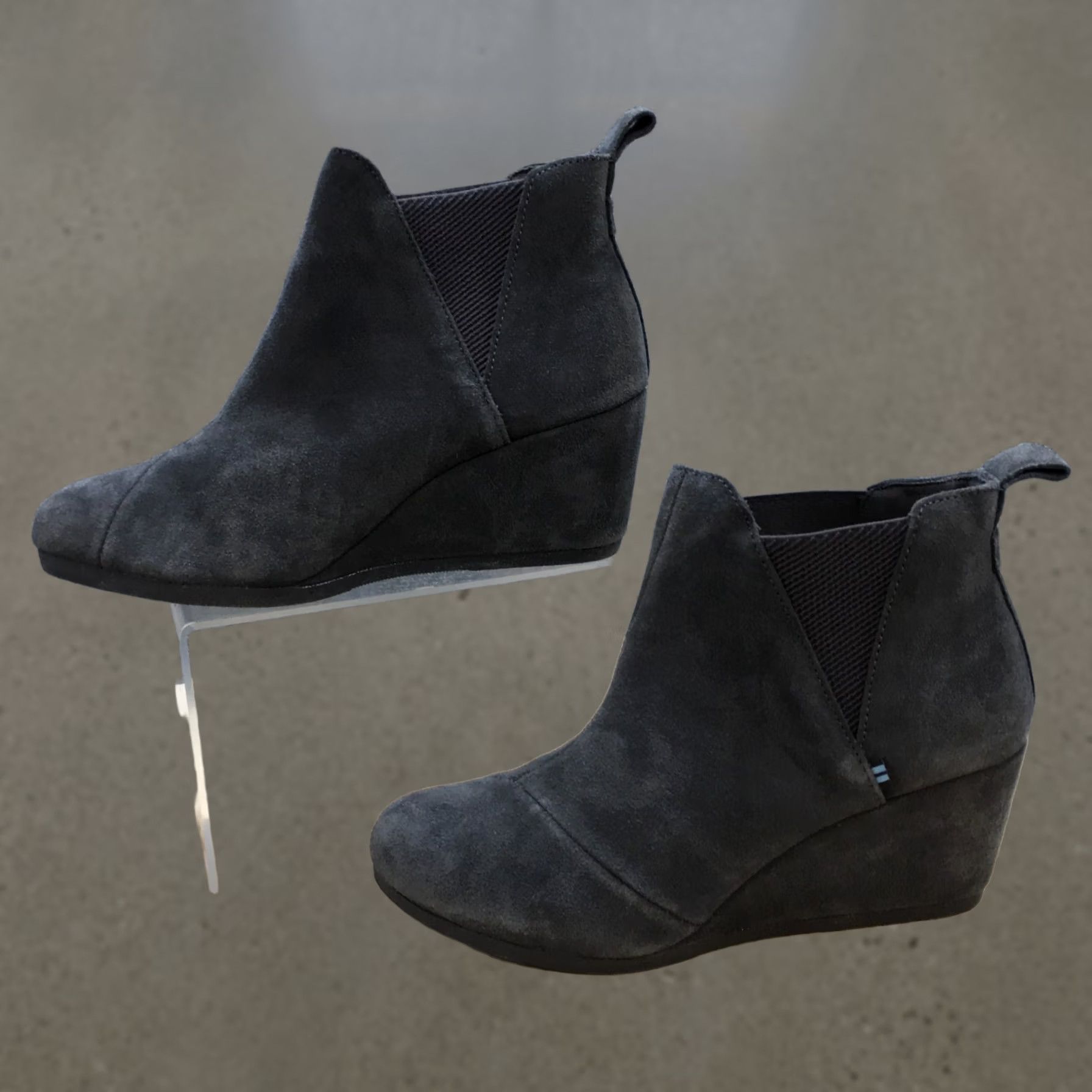 Toms TOMS Boots Womens 8 Kelsey Ankle Wedge Booties Gray Suede Pull On Size US 8 / IT 38 - 1 Thumbnail