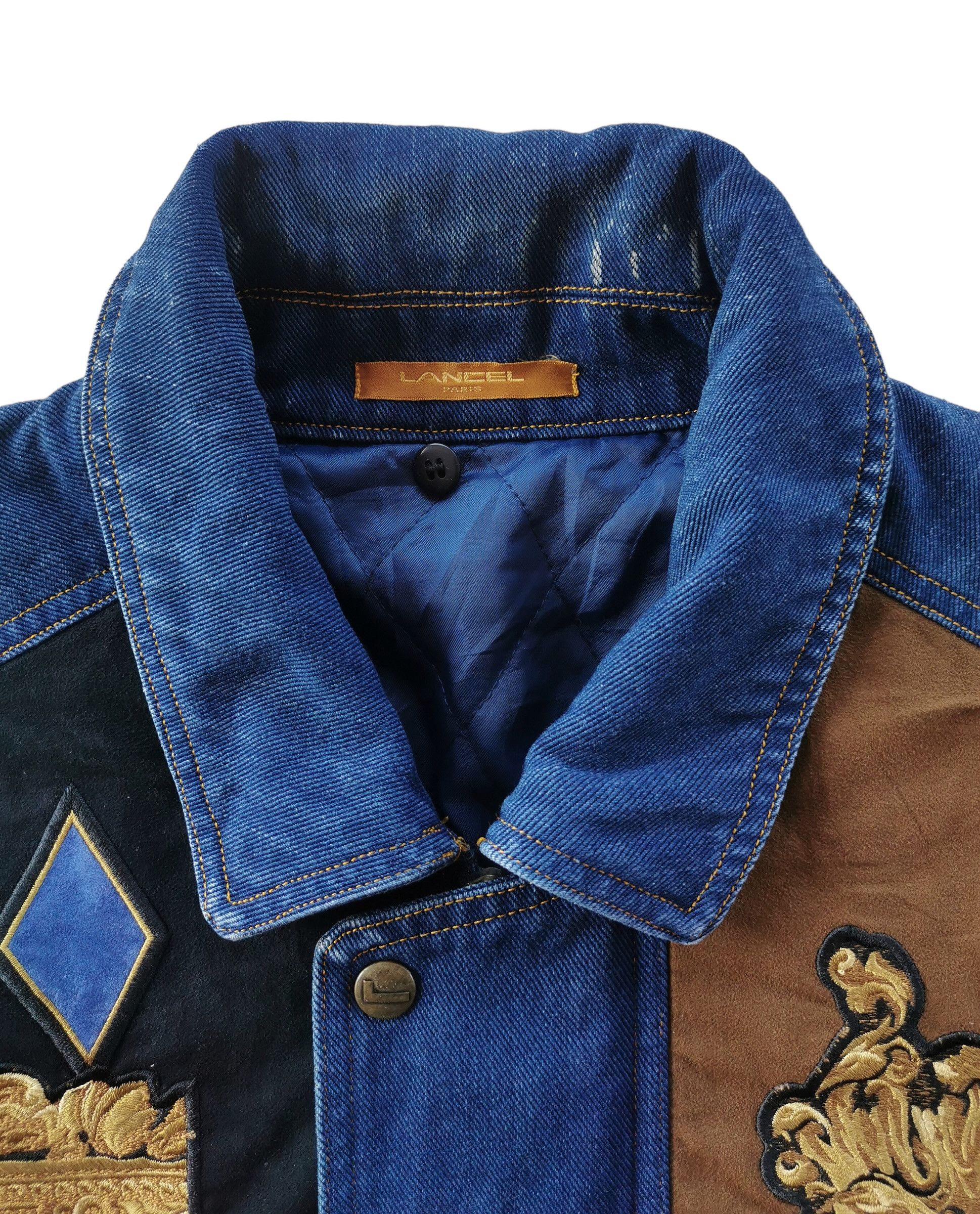 Japanese Brand × Lancel × Vintage Vintage Lancel Paris Embroidery Patchwork Denim Jacket Size US L / EU 52-54 / 3 - 9 Thumbnail