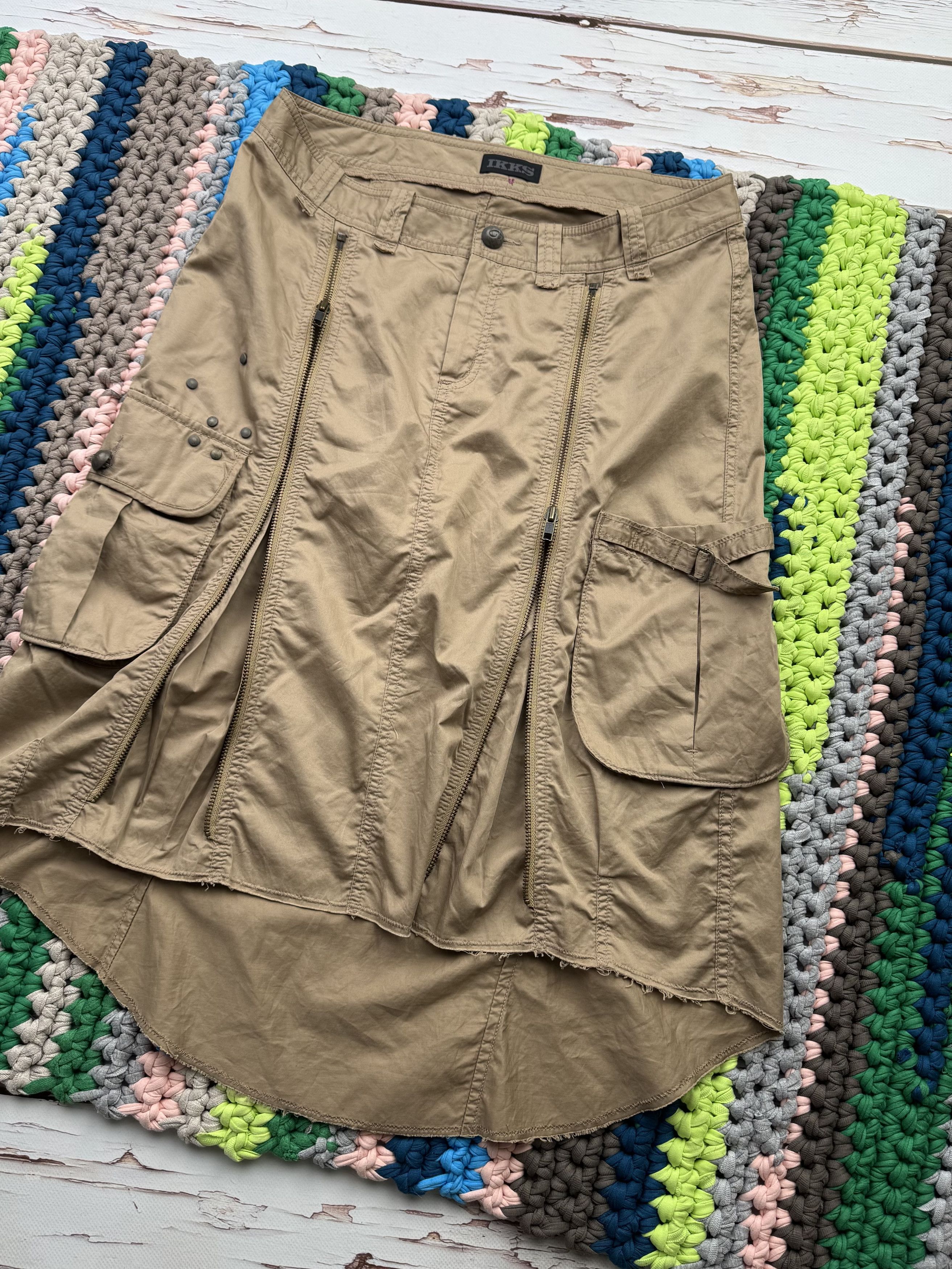 If Six Was Nine Vintage Cargo Skirt With Zippers (ET1) Size 28" / US 6 / IT 42 - 3 Thumbnail