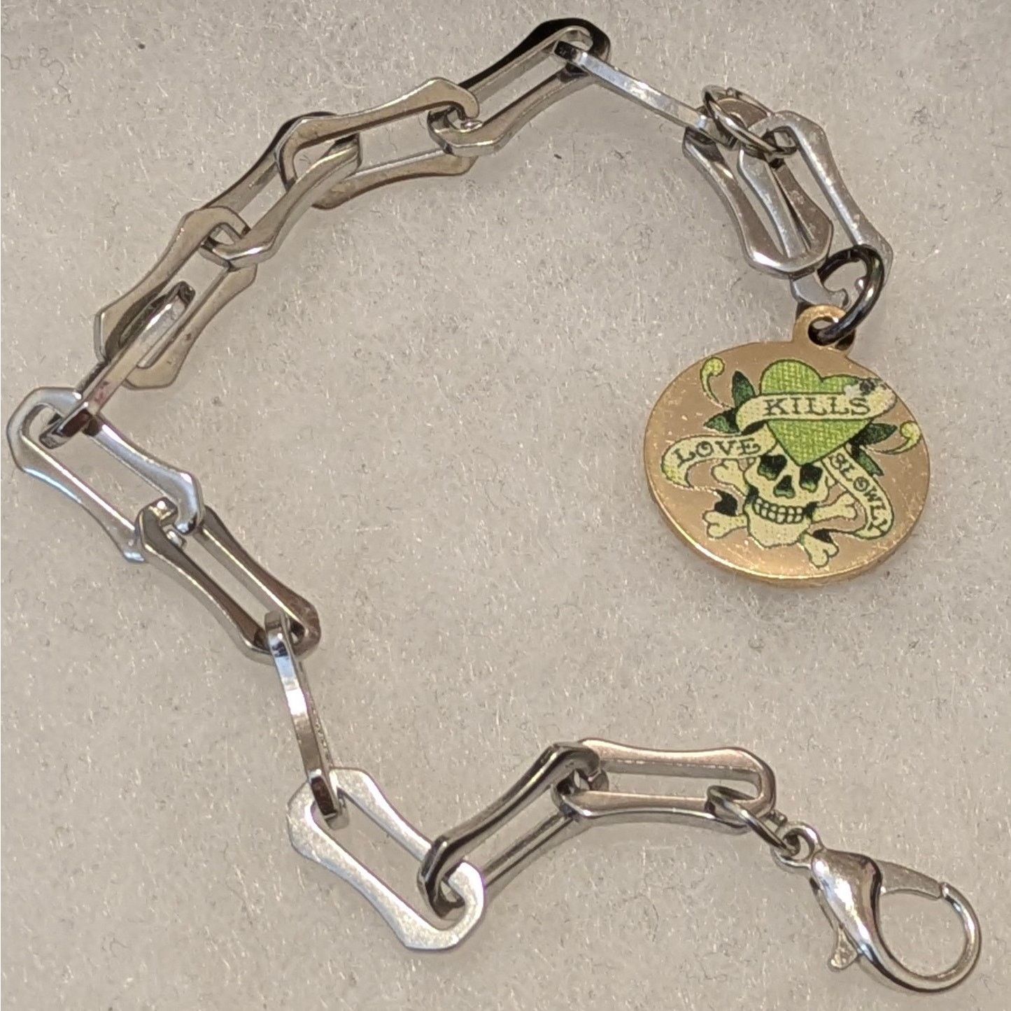 Ed Hardy ED HARDY Love Kills Slowly Skull Charm Bracelet Stainless Size ONE SIZE - 2 Thumbnail
