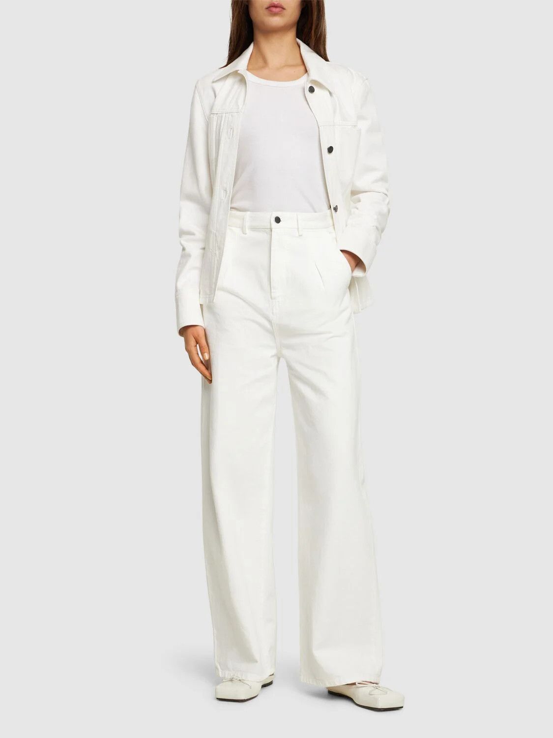 Loulou de Saison o1s22i1n1024 Attu Oversized Jeans in White Size 27" / US 4 / IT 40 - 2 Thumbnail