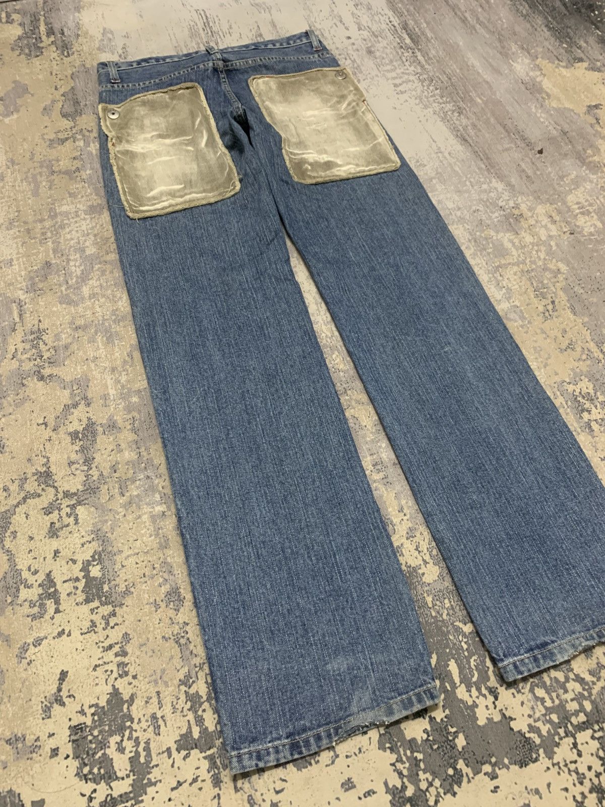 If Six Was Nine VINTAGE TOUGH JEANSMITH PATCHWORK DISTRESSED DENIM Size US 31 - 14 Thumbnail