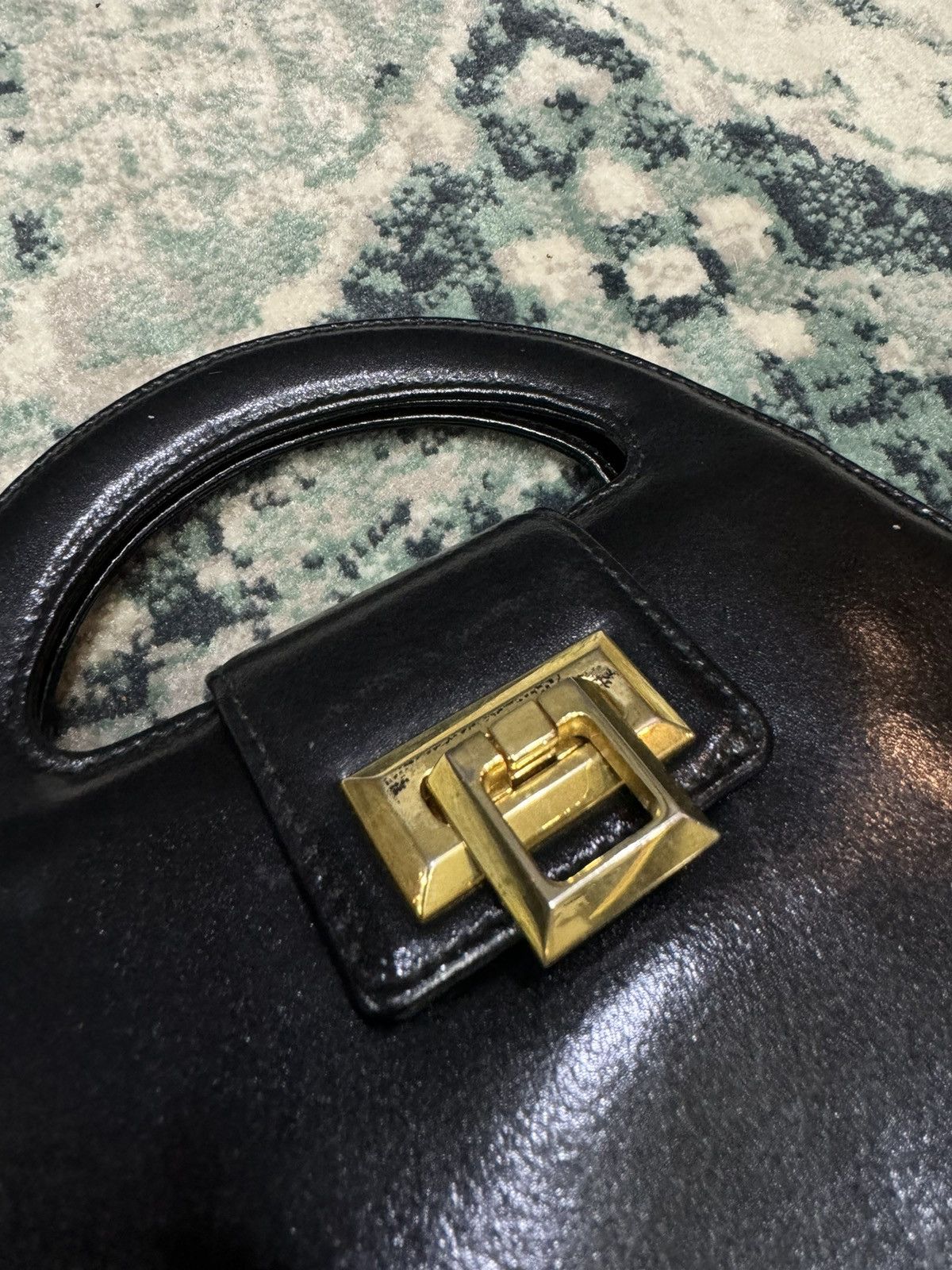 Japanese Brand VINTAGE LINEA DOPPIO LEATHER EVENING HANDLE BAG Size ONE SIZE - 5 Thumbnail